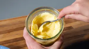 Raw butter in jar