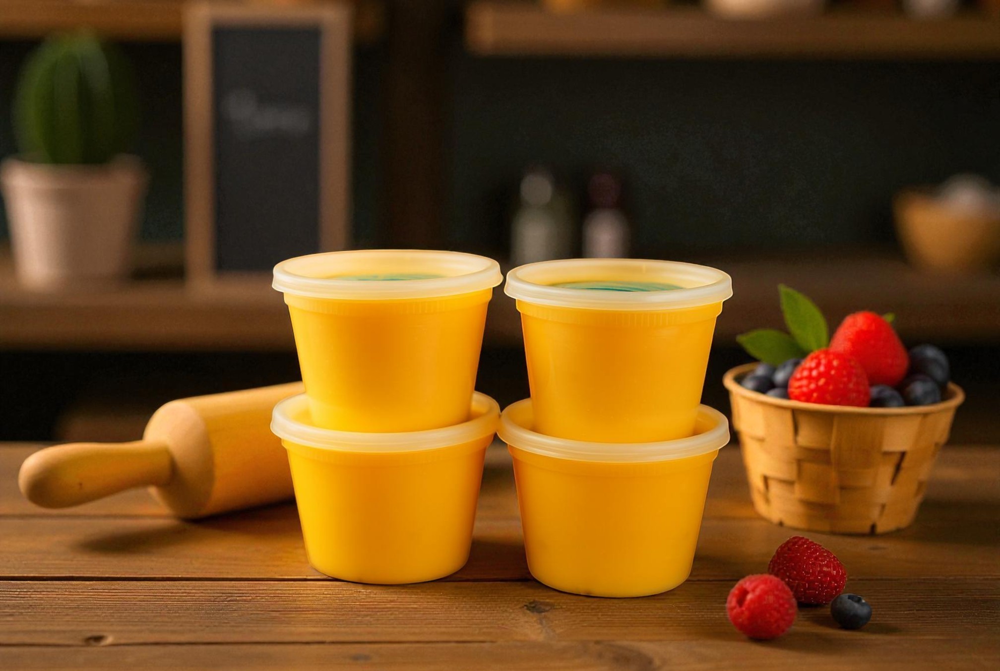 Butter that is made from grass fed or pastured cows in the spring time will be much darker in color.