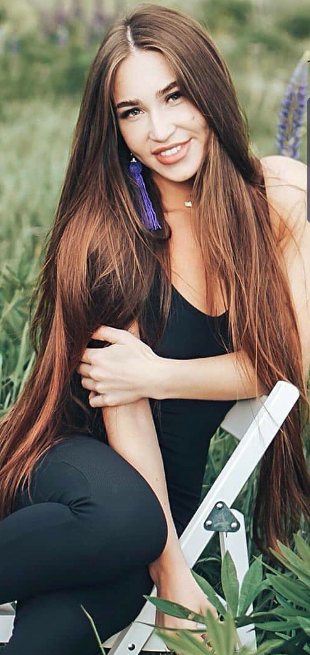 Young woman with beautiful long hair.