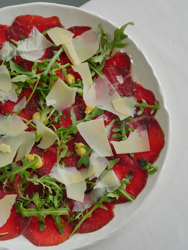 Carpaccio is a famous Italian raw meat dish.