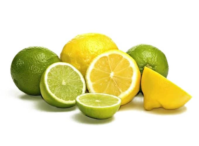Lemons and limes contain citric acid.