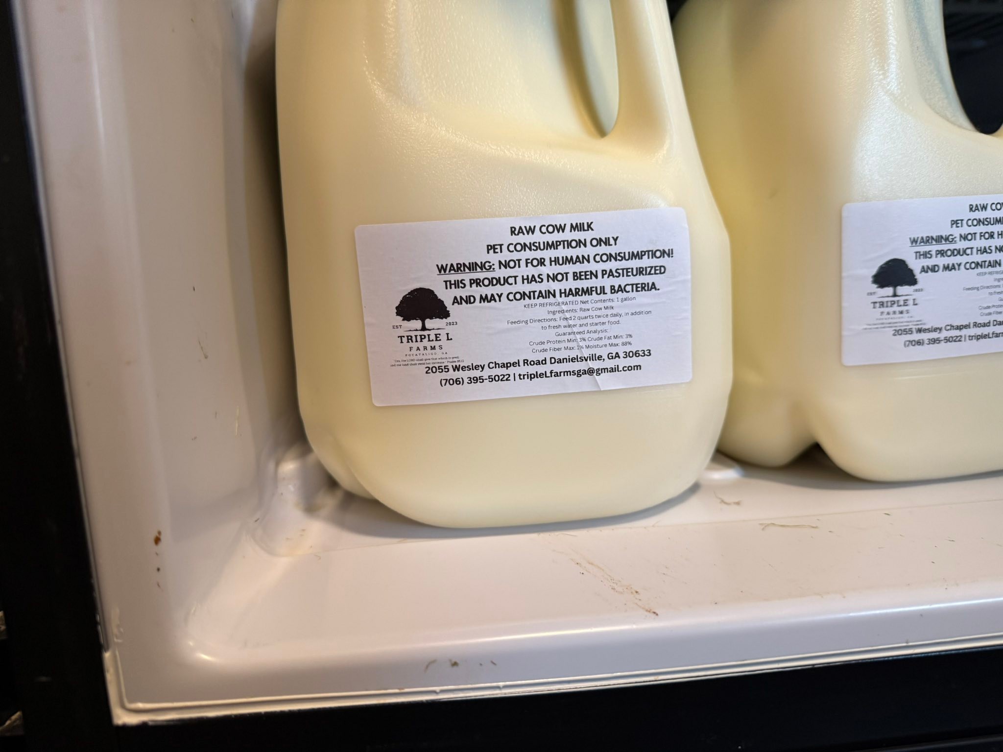 For pet consumption only raw milk.