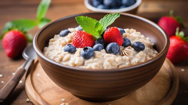 Healthy oatmeal porridge low in acrylamides.