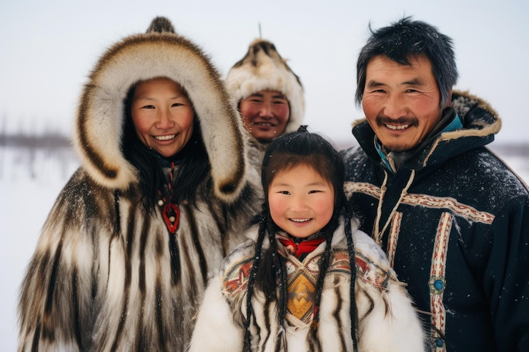 A very happy Inuit family. A very happy Inuit family.