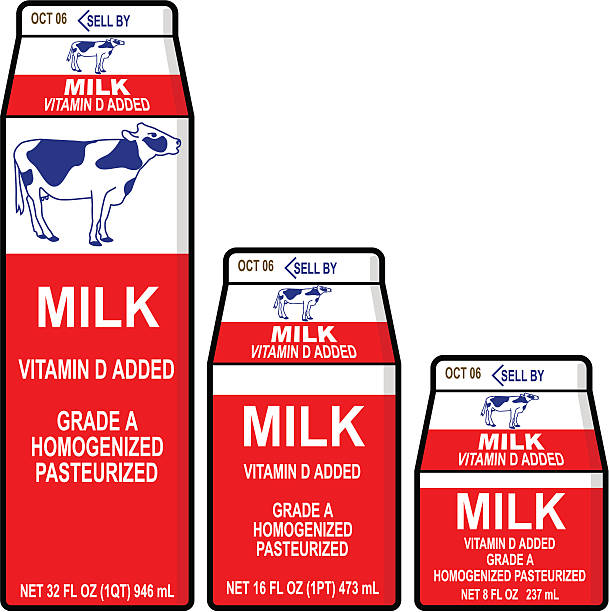 Different sized cartons of pasteurized milk.