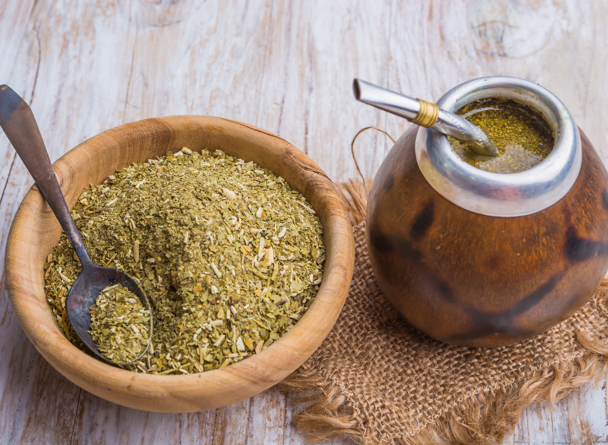 Yerba mate tea and traditional drinking vessel. Yerba mate tea and traditional drinking vessel.