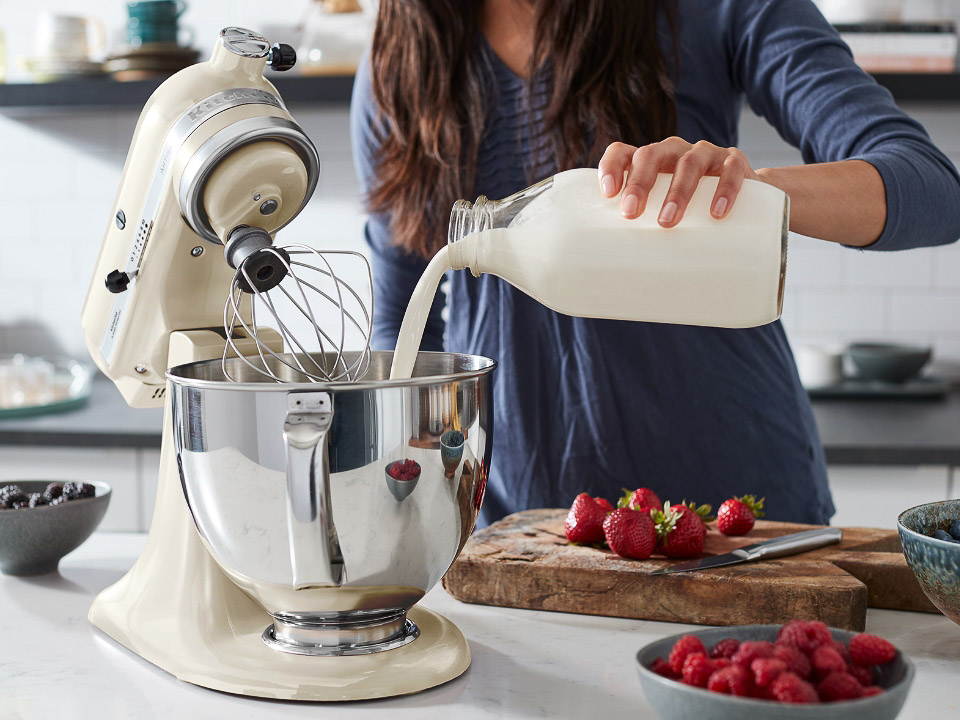 You can use a stand mixer to make raw butter.