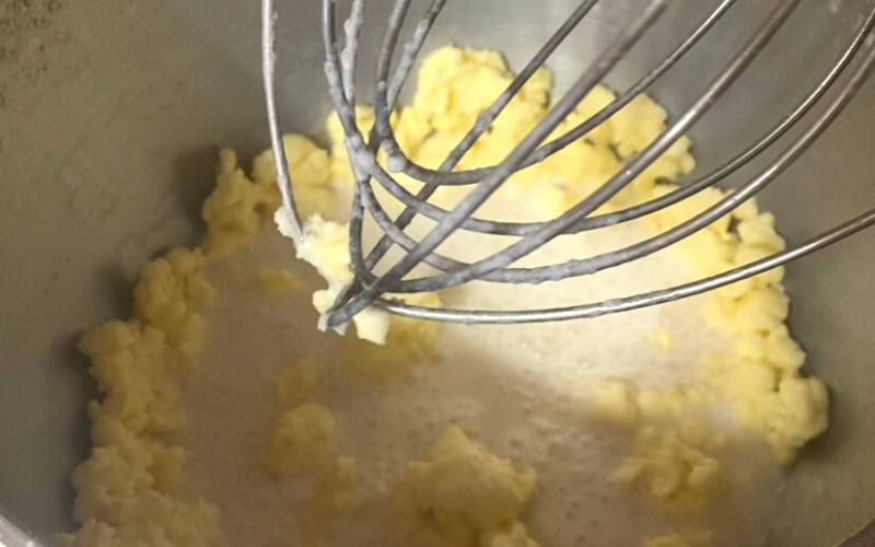 The butter molecules start to clump together during this stage of butter making process.