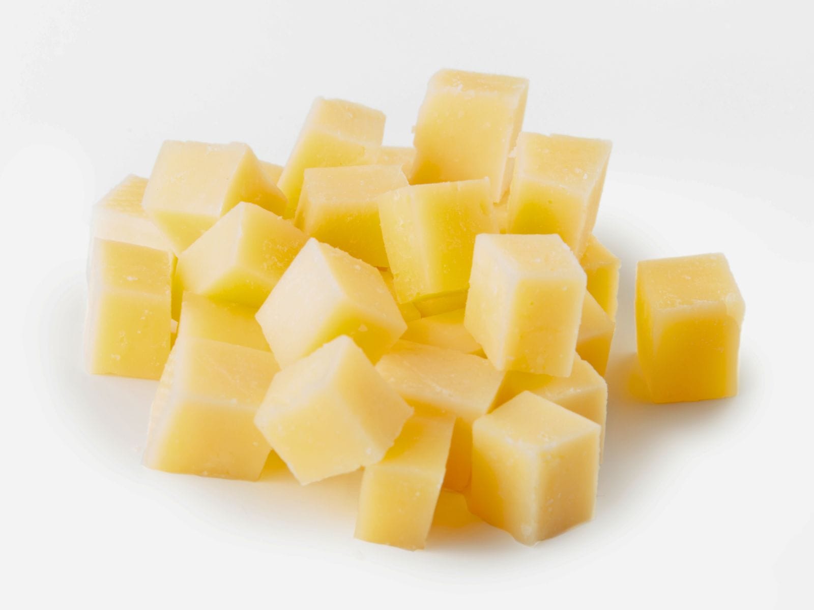 Sugar cubed sizes of cheese.