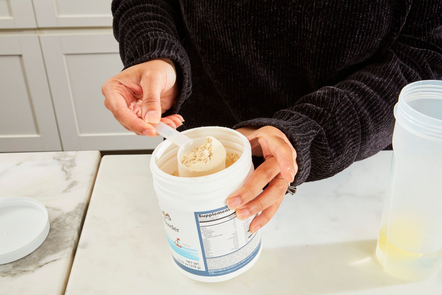A scoop of protein powder.