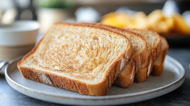 Lightly toasted yeast bread slices.