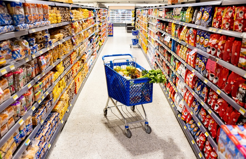 Industrialized processed foods at the grocery store.