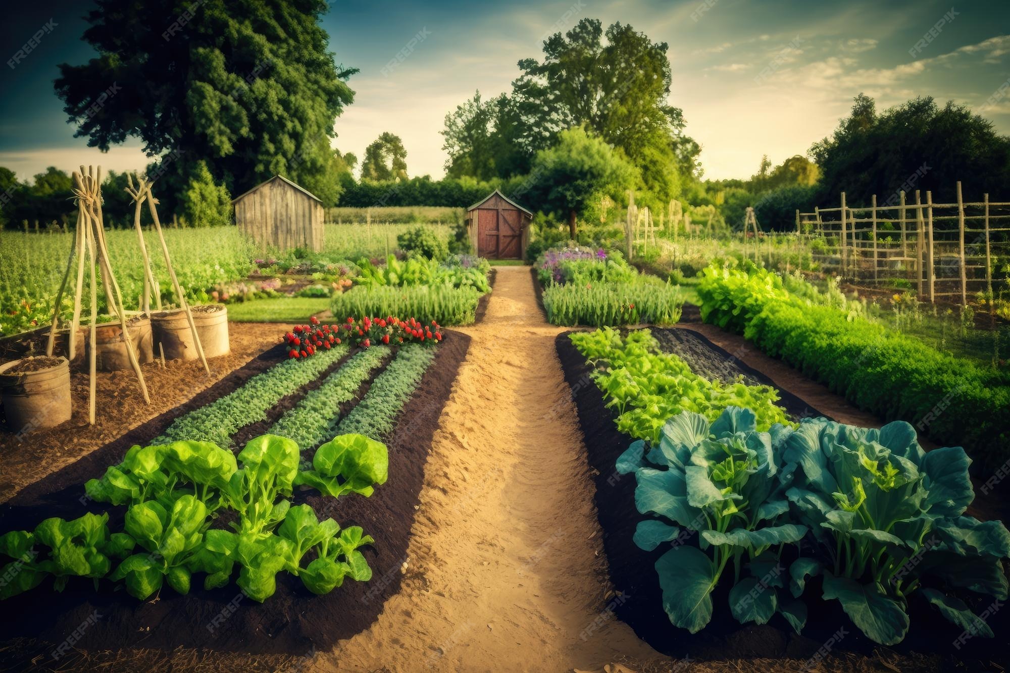 Vibrant vegetable garden because of regenerative soil practices.