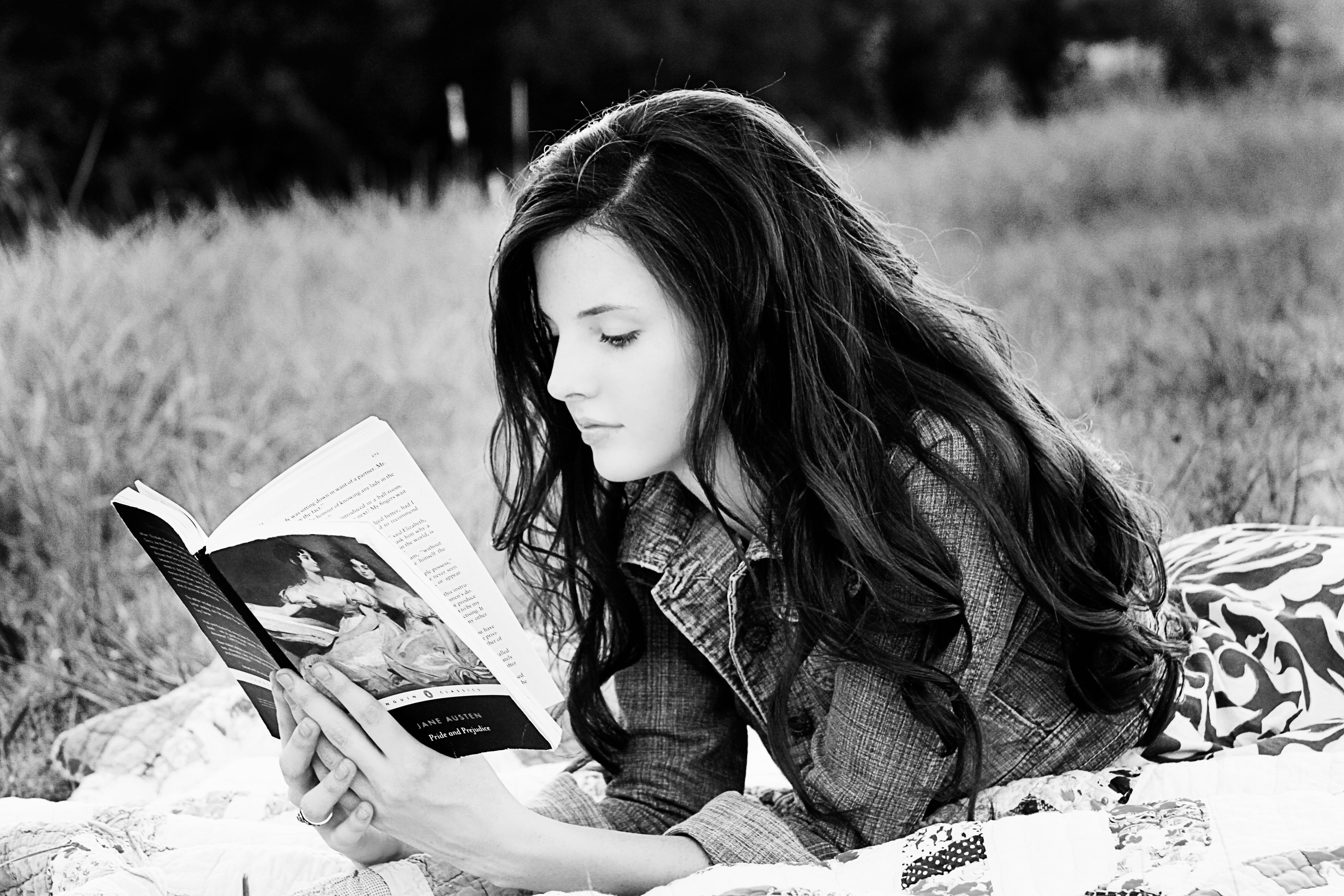 Woman reading a book.